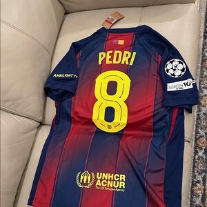 FC BARCELONA  PEDRI #8 Fits LARGE Slim Fit SOCCER JERSEY